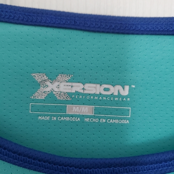 Xersio Women's Short Sleeve dark and light blue Sport Running Shirt - Picture 3 of 3